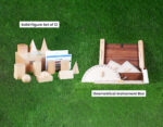 Wooden Geometry Teaching Aids – Solid Figure Set (12 pcs) & Geometrical Instrument Box (6 pcs)